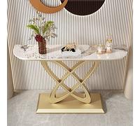 Tavolino da Salotto Moderno con Finitura Antica, Divano a Mezzaluna, lastra di Roccia, Veranda, Ingresso, corridoio, mobiletto con Base Dorata, Piano Pandora, 47" L x 12" P 31" H