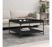 Tavolino da Salotto Nero 80x80x45 cm Legno Multistrato e Ferro Tavolino Ingresso Tavolino Da Salotto Tavolini Da Salotto Moderni Tavolino Da Salotto Moderno per Balcone Giardino Salotto Soggiorno
