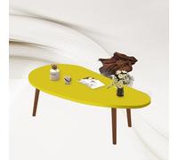 Tavolino da salotto ovale moderno, design a forma di nuvola, in legno, stile metà secolo, per soggiorno, giallo limone, 60 x 40 x 50 cm, accessorio per mobili alla moda.