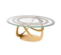 Arti & Mestieri Optical - Tavolino Ovale di Design 100% Made in Italy - in Ferro, 80 x 58 x 32 cm (Oro trasparente)