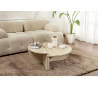 Dmora - Tavolino da salotto Parete, Tavolo basso da caffè, Portariviste per divano, Ripiano da soggiorno, 90x60 h35 cm, Beige e Marmo