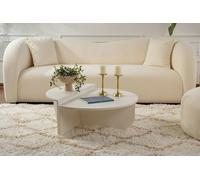Dmora - Tavolino da salotto Parete, Tavolo basso da caffè, Portariviste per divano, Ripiano da soggiorno, 90x60 h35 cm, Bianco