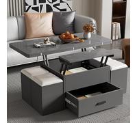Tavolino da Salotto Pieghevole Regolabile con Piano in Pietra Sinterizzata | Design Trasformabile, Altezza Regolabile, Funzione Mobile, Salvaspazio, Soggiorno, Appartamento, Piccoli Spazi, Home Office