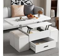 Tavolino da Salotto Pieghevole Regolabile con Piano in Pietra Sinterizzata | Design Trasformabile, Altezza Regolabile, Funzione Mobile, Salvaspazio, Soggiorno, Appartamento, Piccoli Spazi, Home Office