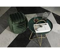 Dmora Tavolino da Salotto Rangitata, Tavolo Basso da caffè, Portariviste per Divano, Ripiano da Soggiorno, 45x45 h59 cm, Verde e Oro