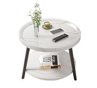 Tavolino da salotto, rotondo, a doppio strato, moderno, versatile come comodino o tavolo angolare per soggiorno, balcone, hotel, ideale per eventi di tè.