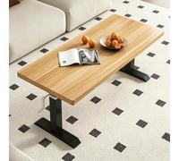Tavolino Da Salotto Sollevamento Manuale,Piano Regolabile per Usi Versatili | Tavolino da salotto regolabile in altezza per molteplici utilizzi, gambe a I garantiscono(Black+Natural,70.9x31.5in)