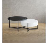 Tavolino da salotto Velvi con doppio piano e cassetto in colore bianco e nero