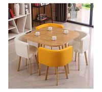 Tavolino da tè e sedie da ufficio reception scrivania e sedia combinazione tavolo e quattro sedie nordico moderno tavolo rotondo in legno massello set tavolo da pranzo balcone (giallo bianco)