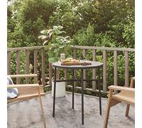 Tavolino da Tè Nero 45 cm in Polyrattan, Round Outdoor Tea Table for Garden Balcony Patio, Weatherproof PE Rattan with Powder Coated Steel Frame, Easy to Clean & Durable, Includes PP Panel