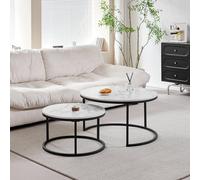 Tavolino da tè rotondo in marmo bianco in mobili da soggiorno Tavolino da caffè Soggiorno Combinazione in legno Staffa metallica per la casa