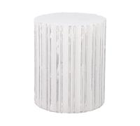 Tavolino dalla forma cilindrica in MDF bianco crema 45 cm Deuli