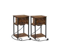 Tavolino d'appoggio - HELLOSHOP26 - Set di 2 - Presa multipla integrata - 2 porte USB - 30 x 34 x 58 cm