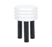 Tavolino decorativo moderno rotondo in alluminio bianco e nero Kikiwa