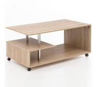 Tavolino di design Sonoma WL5.735, 105 x 48,5 x 60 cm, girevole con ruote, tavolino da salotto, tavolino da salotto, tavolino da salotto in legno, tavolino da caffè con spazio
