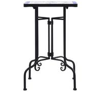 vidaXL Tavolino di Servizio con Mosaico Robisto Decorativo Elegante Tavolo Basso Salotto Supporto Piante Blu e Bianco in Ceramica Telaio Tubi in Ferro