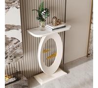 Tavolino d'ingresso moderno in pietra sinterizzata, consolle stretta con piano effetto marmo e base rettangolare antiribaltamento, tavolino d'appoggio contemporaneo per corridoio, soggiorno e atrio