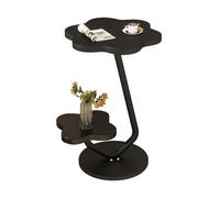 Tavolino Divano Laterale, Con Piano Portaoggetti In Legno A Tre Strati, Impermeabile E Resistente All'olio, Tavolino Da Divano Salvaspazio Rotondo, Struttura In Acciaio Al Carbonio, Resistente(B)