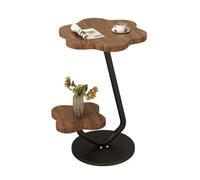 Tavolino Divano Laterale, Con Piano Portaoggetti In Legno A Tre Strati, Impermeabile E Resistente All'olio, Tavolino Da Divano Salvaspazio Rotondo, Struttura In Acciaio Al Carbonio, Resistente(A)