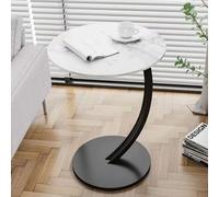 Tavolino Divano Laterale Moderno Realizzato in MDF+metallo, Tavolini da Salotto Piccolo con Pedali Silenziosi per Balcone, Vetrate Facile da Installare 8 Colori (Color : White+black)