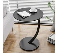 Tavolino Divano Laterale Moderno Realizzato in MDF+metallo, Tavolini da Salotto Piccolo con Pedali Silenziosi per Balcone, Vetrate Facile da Installare 8 Colori (Color : Black+black)