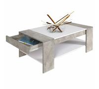 BAKAJI Tavolino Divano Tavolo Caffè da Salotto Rettangolare Design Moderno in Legno MDF con Ripiano Inferiore e Cassetto a Scomparsa Dimensione 100 x 58 x 44 cm Colore Grigio Effetto Cemento