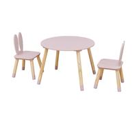 Rebecca Mobili Set Tavolino e 2 Sedie per Bambini, Tavolo Bambini con Seggiole, Rosa Marrone, MDF Pino, per Cameretta Asilo - Misure: 44 x 60 x 60 cm / 50 x 28 x 25 cm - Art. RE7017