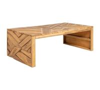 Tavolino Erosion Teak in legno massello 110 x 35 x 38 cm, design unico, tavolino durevole per soggiorno, venature naturali del legno
