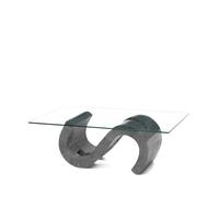 STONES HOME FURNITURE, Tavolino Salotto Moderno con Base in Pietra Fossile Gray Stone e Top in Vetro Rettangolare, Modello Flexus, Colore Grigio Scuro, 70 x 120 x h 36 cm
