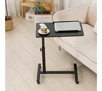 Tavolino girevole per computer con fessura di supporto, tavolo da letto rotella, per computer portatile, 60 x 34,5 x 58/90 cm (nero)