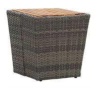 Tavolino Grigio Rustico da Giardino 41.5x41.5x43 cm in Polyrattan e Legno di Acacia, Tavolino da Esterno Resistente alle Intemperie con Piano in Legno Massello, Ideale per Patio e Terrazzo