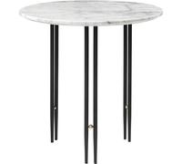 Tavolino GUBI IOI Rotondo Ø50 cm con Base Nero e Piano in Marmo Bianco di Carrara