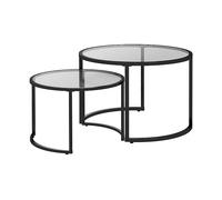 TAVOLINO HOMCOM IT839-798V00BK - Vetro temperato e acciaio, Ø70x47.5cm e Ø54x42.5cm