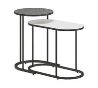 TAVOLINO HOMCOM IT83B-514V00MX - Metallo e MDF, Ø38x54.5cm e 58x31x46.5cm, Set impilabile