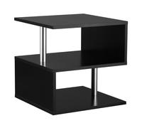 Tavolino Homcom Tavolino piccolo per divano a forma di S con scomparto aperto moderno 50X50X50 cm Nero