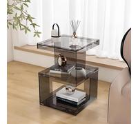 Tavolino in acrilico, comodino a 3 livelli, tavolino da salotto per soggiorno e camera da letto