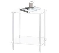 Tavolino in acrilico - Comodino trasparente dal design moderno, comodino quadrato a 2 ripiani, tavolino da caffè in acrilico, tavolino trasparente, comodino in acrilico per soggiorno, decorazione per