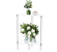 Tavolino in acrilico | Comodino trasparente | Mobile portaoggetti decorativo con ripiano triangolare per piccoli spazi | Mobile angolare multiuso per soggiorno bagno cucina