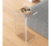 Tavolino in acrilico, design moderno a forma di C per risparmiare spazio, perfetto come comodino o tavolino da caffè in soggiorno e camera da letto