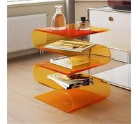 Tavolino in acrilico, elegante comodino e tavolino da caffè per soggiorno, camera da letto e studio, comodino trasparente e libreria per riviste
