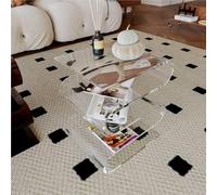 Tavolino in acrilico, elegante comodino e tavolino da caffè per soggiorno, camera da letto e studio, comodino trasparente e libreria per riviste