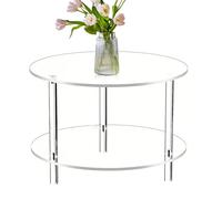 Tavolino In Acrilico | Tavolino Centrale a 2 Piani per Soggiorno - in Acrilico Trasparente Moderno Comodino 40x40x42 cm per Piccoli Spazi Salotto Balcone Camera da Letto Appartamento
