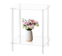Tavolino in acrilico,Tavolino trasparente,Comodino trasparente dal design moderno - Tavolino quadrato per bevande, decorazione a due livelli, facile montaggio per lobby, 16 p