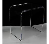 Tavolino in acrilico trasparente a forma di U, bordi rotondi, moderno ed elegante, tavolino da caffè per piccoli spazi, arredamento ideale per camera da letto o soggiorno