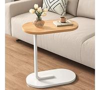Tavolino in legno a forma di C, tavolino ovale per snack, per soggiorno, ufficio, balcone, scorre sotto il divano per un uso conveniente