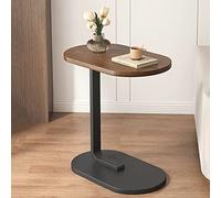 Tavolino in legno a forma di C, tavolino ovale per snack, per soggiorno, ufficio, balcone, scorre sotto il divano per un uso conveniente