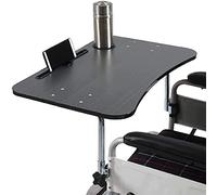 Tavolino in legno con vassoio per sedia a rotelle, con supporto per cellulare, accessorio portatile per sedia a rotelle per mangiare comodamente