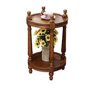 Tavolino in legno massello intagliato in pizzo per soggiorno, supporto colonna romana, design a 2 strati durevole, montaggio tavolino da caffè, divano e tavolino da caffè, mobili in stile country