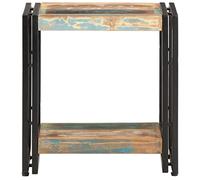 Tavolino in legno massiccio riciclato, 40 x 30 x 40 cm, colori misti e verniciatura a polvere nera, perfetto per soggiorno e piccoli spazi