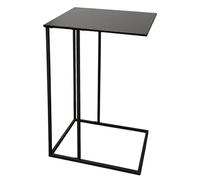 Tavolino in metallo a forma di C, nero, 58 x 40 cm, design moderno, tavolo aggiuntivo, tavolo multifunzione, tavolo da caffè, tavolo per divano, poltrona, letto